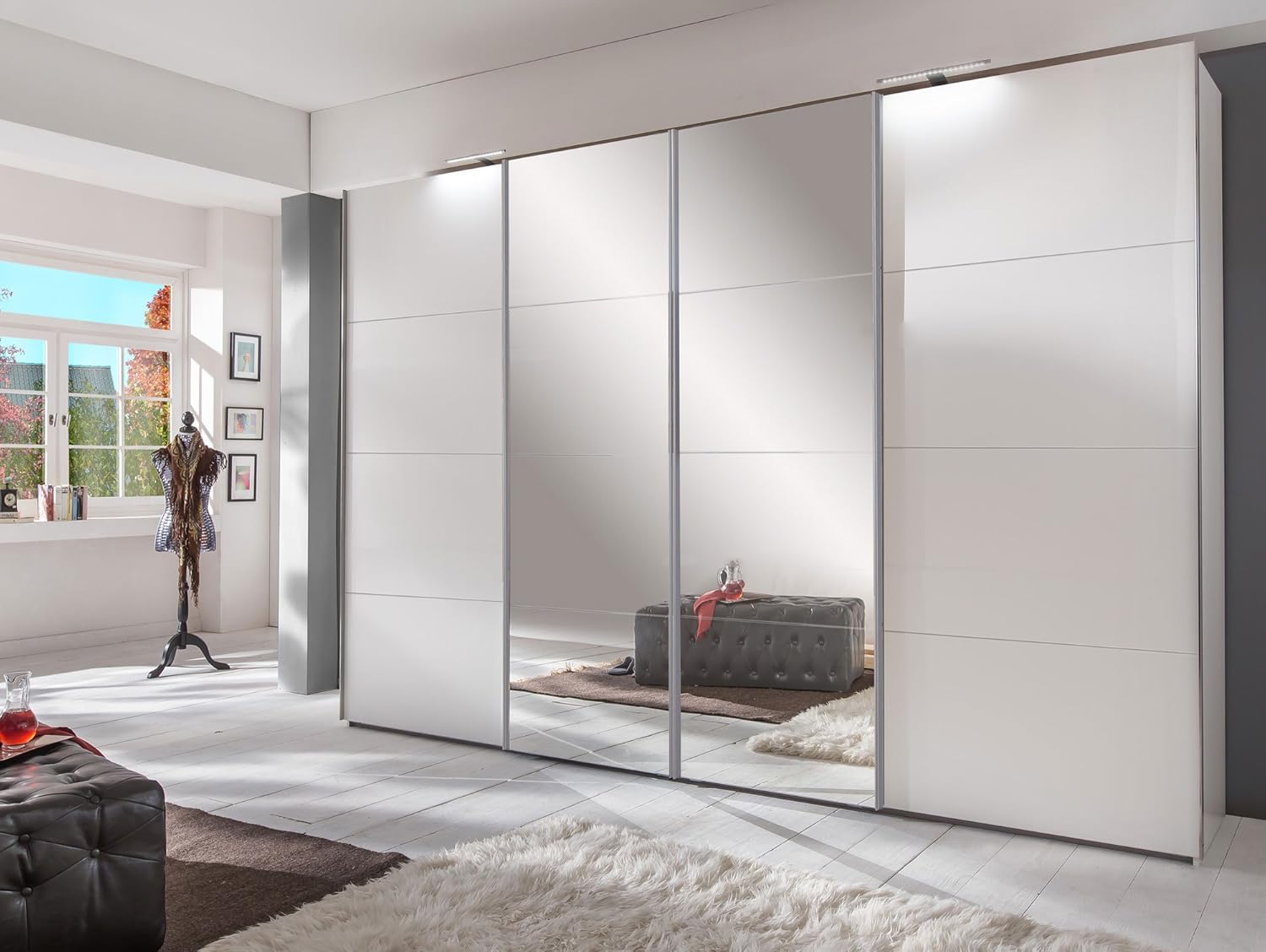 BOMBAY Schwebetürenschrank, 270 cm, weiss/Spiegel: Amazon.de: Küche