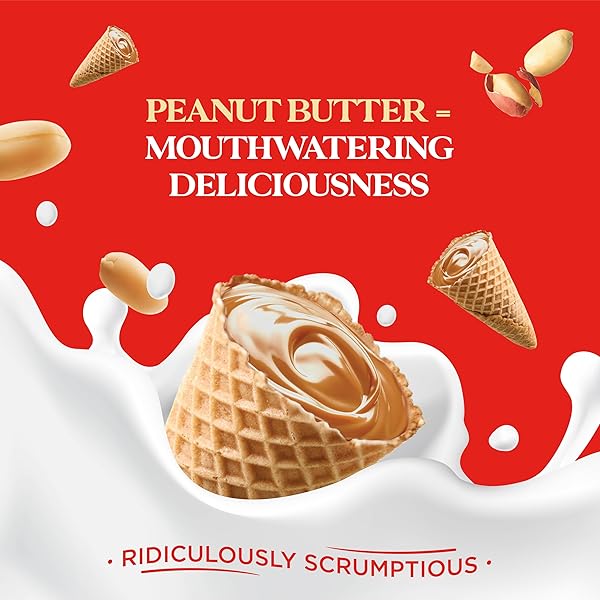 GOT MILK? MINI WAFFLE CONES, PEANUT BUTTER, 4.24 OZ. / 119G RESEALABLE BAG, DELICIOUS PEANUT BUTTER FILLED WAFFLE CONE BITES, MINI ICE CREAM CONES FOR DESSERT OR SNACK, RETAIL PACK