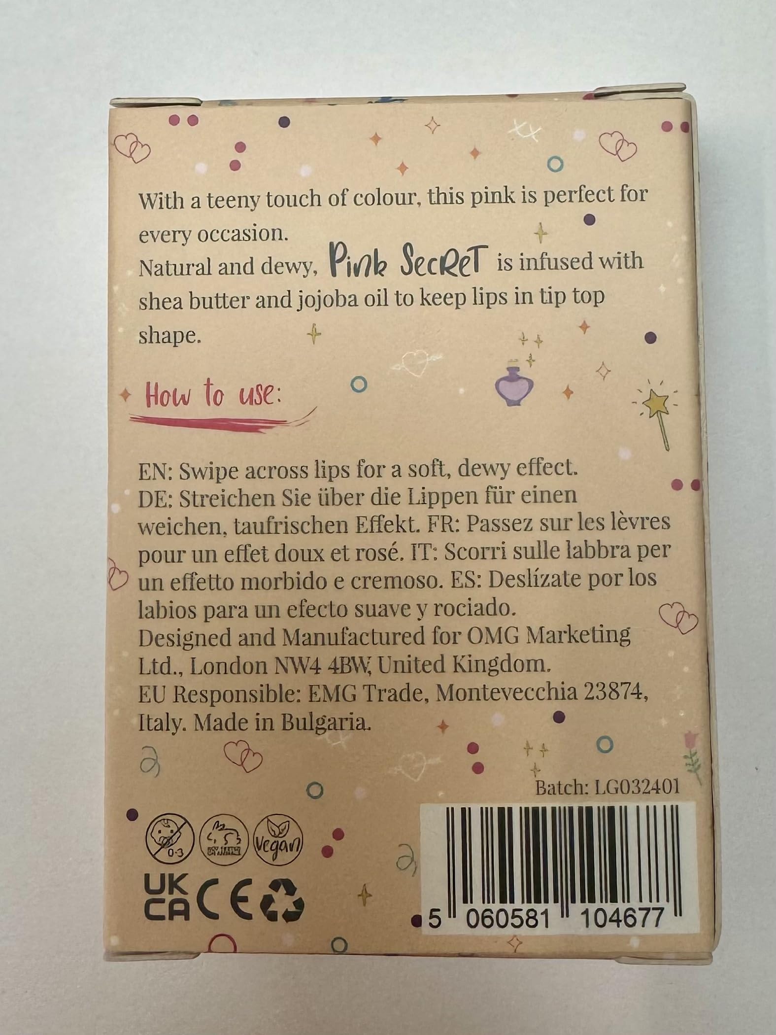 MISS NELLA Pink Secret Lip Gloss, Pink hydrating children Lip Gloss, watermelon scent, gentle on the skin. gives a sheer kiss of colour, with extra shine.