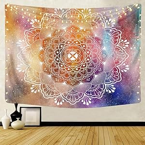 GRAJTCIN Indian Hippie Mandala Tapestry Wall Hanging, Purple Bohemian Aesthetic Indoor Wall Decor for Living Room Bedroom(Mandala 01, 51.2