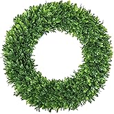LZNPA Boxwood Wreaths for Front Door Realistic 22Inch,Spring Wreaths for Front Door Outside ,Front Door Wreath All Season,Green Wreath for Spring Farmhouse Porch Wall Wedding Room Home Decor