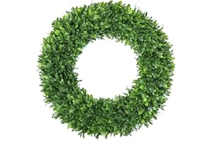LZNPA Boxwood Wreaths for Front Door Realistic 22Inch，Spring Wreaths for Front Door Outside ，Front Door Wreath All Season，Green Wreath for Spring Farmhouse Porch Wall Wedding Room Home Decor