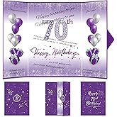 70th Birthday Decorations for Women Purple Silver Happy 70th Birthday Signature Guest Book Alternative for Women Men 70th Birthday Anniversary Party Gifts Supplies Favor Decor Greeting Card Creative