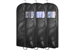 ZAODECR 3 Pack 40" Garment Bags for Closet Storage and Travel, Gusseted Hanging Suit Bags for Men Suit Cover With Handles for
