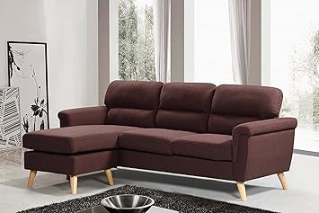 Amazon Com Brown Sectional Sofa With Ottoman Julyfox 78 Inch Wide