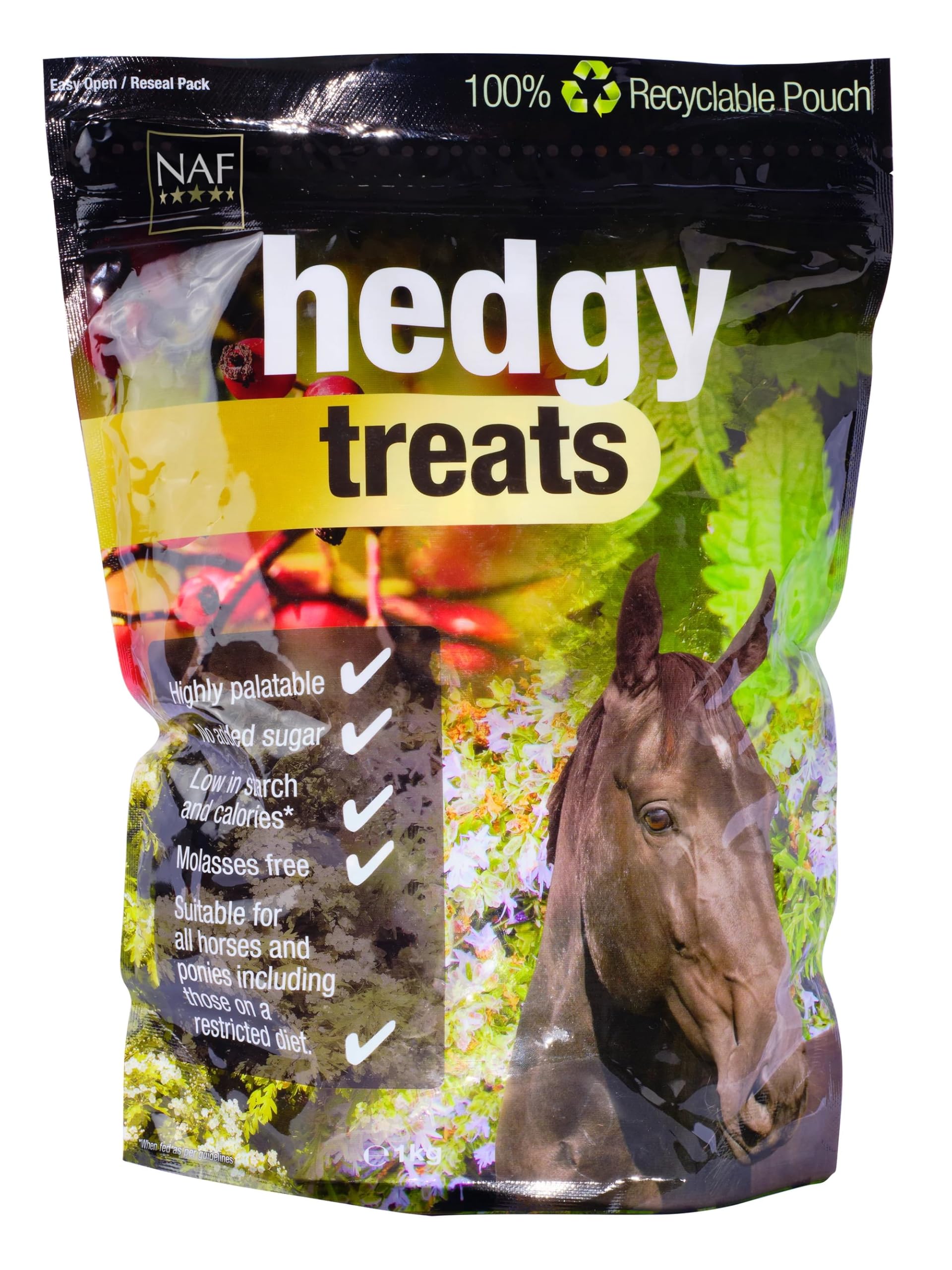 NAF Hedgy Treats for Horses 1kg – Healthy, Tasty Herbal Treats – Naturally Flavoured with Herbs & Essential Oils – Grain-Free & Molasses-Free – Ideal for Daily Reward or Training