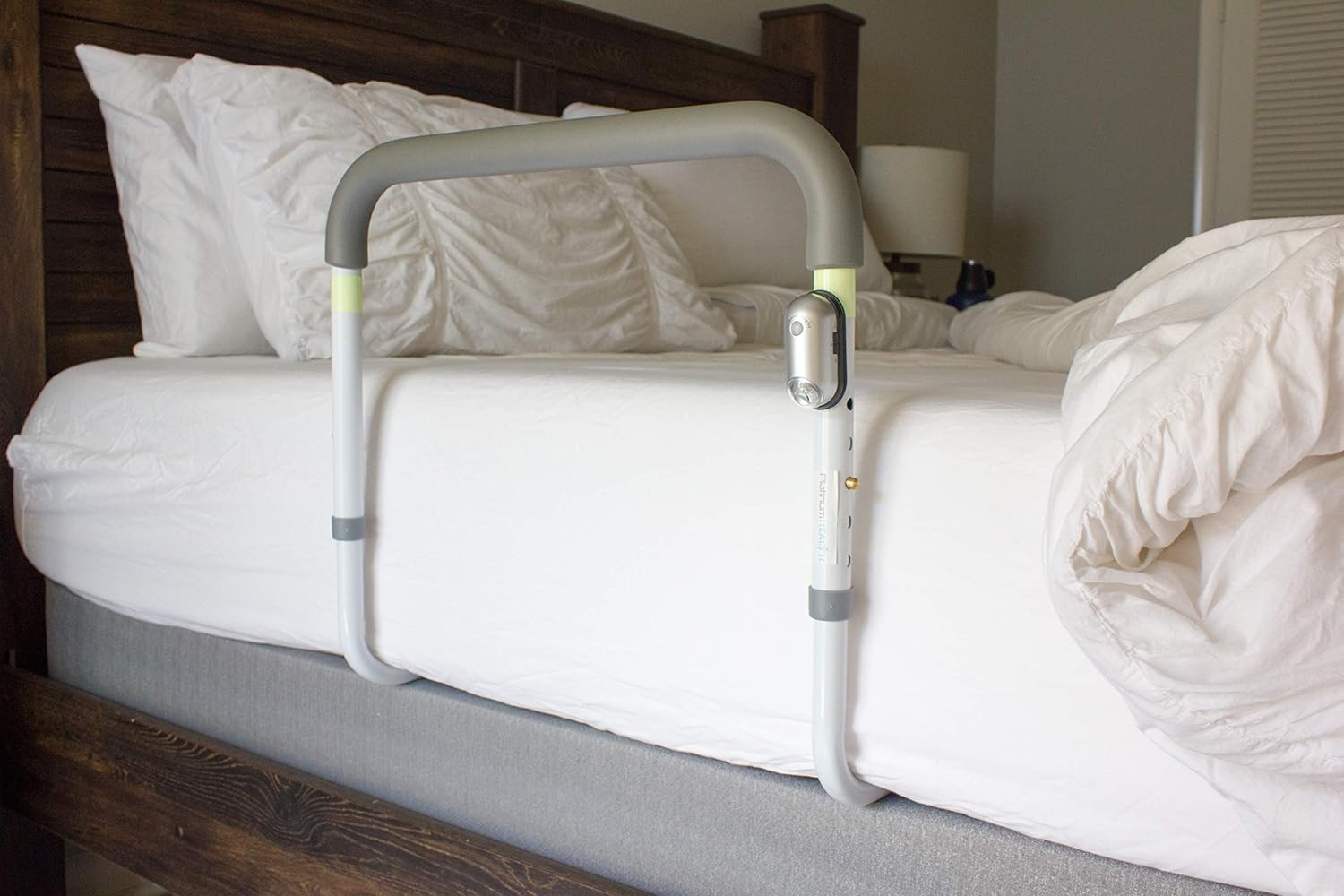 LumaRail-FS Triple Safe Bed Assist Rail Support Bar Handle with LED Sensor Nightlight, GlowSafe Indicators and Anchor Strap. Adjustable Height TOP Rail Accommodates Thick MATTRESSES and Toppers.: Health & Personal Care