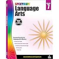 Spectrum Grade 7 Language Arts Workbooks, Ages 12 to 13, Language Arts Grade 7, Vocabulary, Sentence Types, Parts of Speech, 