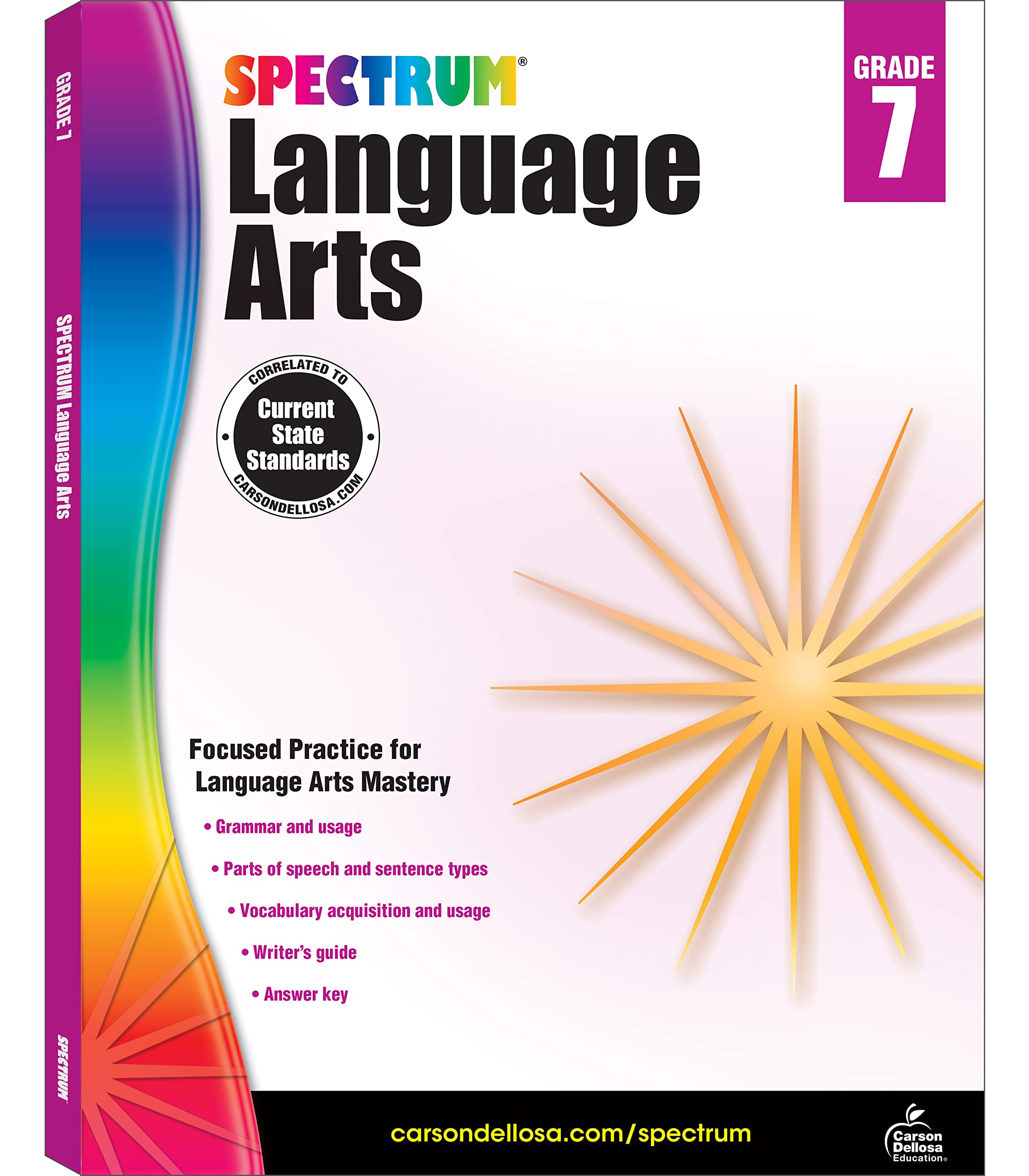 amazon com spectrum 7th grade language arts workbook grammar vocabulary sentence types parts of speech and writing practice classroom or homeschool curric 9781483812113 spectrum books