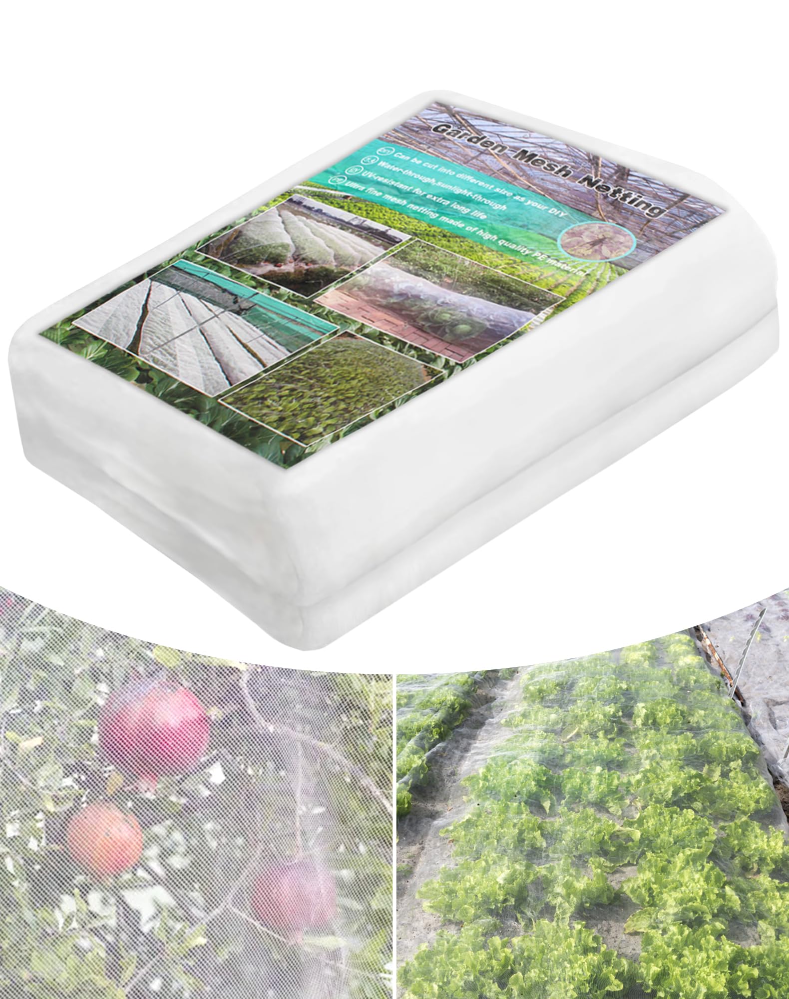 Anvin Garden Netting Plant Cover Net Mesh Protection Hoops for Vegetables Fruits Flowers Trees Crops to Grow Better Bug Barrier, Durable Row Net Covering Works with Pipes (3m x 15m)