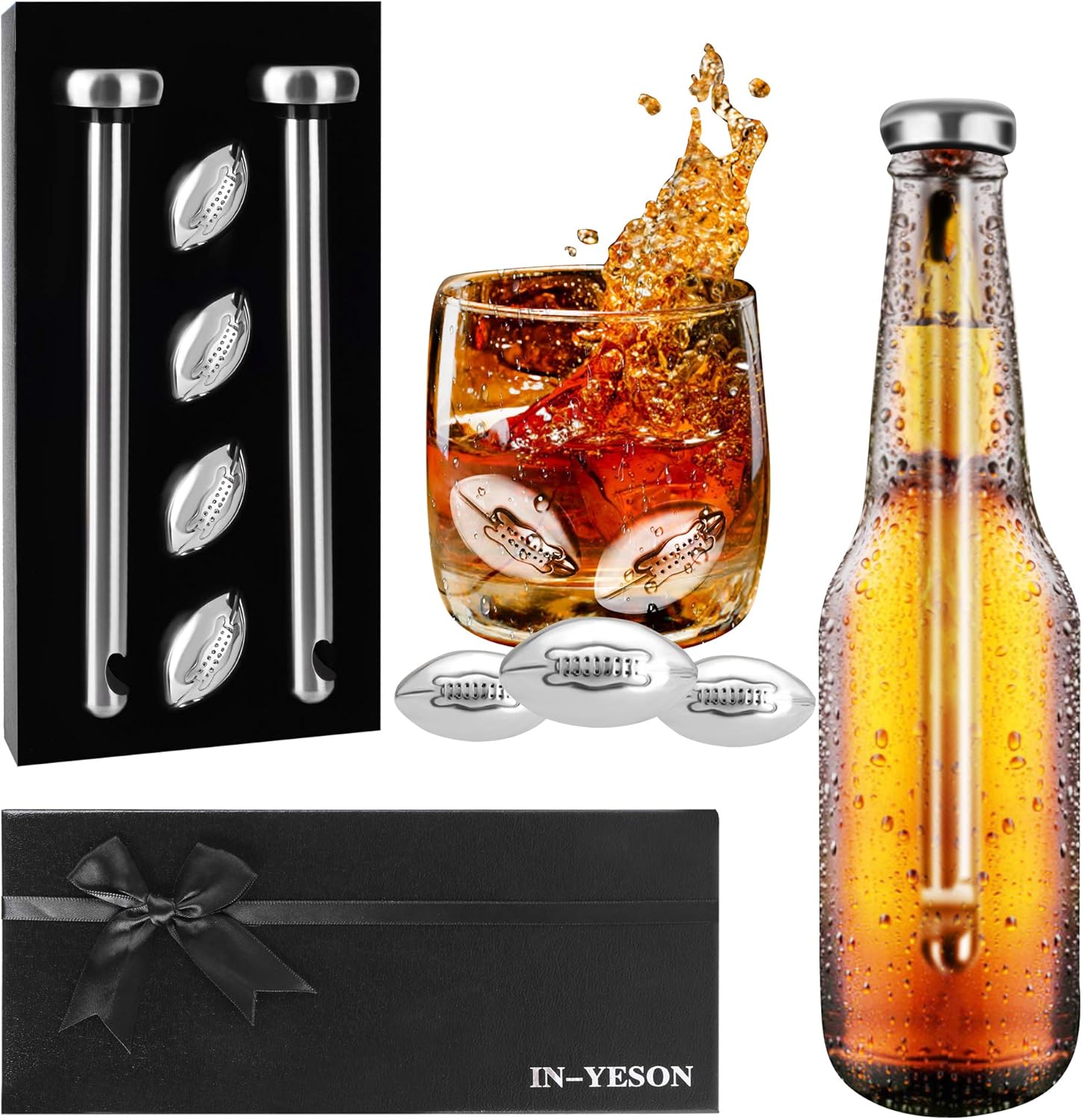 Beer Chiller Sticks with Large Whisky Stones Stainless