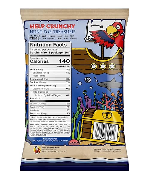 PIRATE’S BOOTY AGED WHITE CHEDDAR CHEESE PUFFS, GLUTEN-FREE, KIDS SNACKS, 1OZ (12CT)