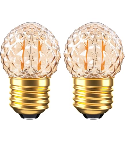 G95 Strawberry Decorative LED Bulbs – 3W E26 2200K Amber Glass, Dimmable, Vintage Edison Style, 2-Pack For Wall/Table/Floor Lamps