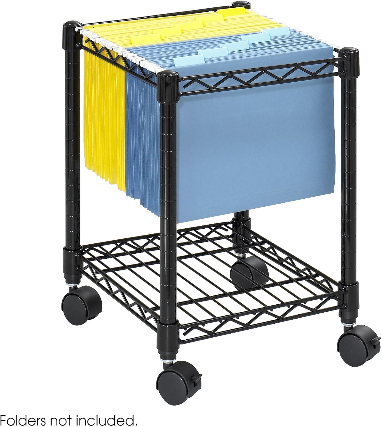 Safco Products Compact Mobile Letter Size File Cart 5277BL Black, Black Powder Coat Finish, Swivel Wheels for Mobility: Office Products
