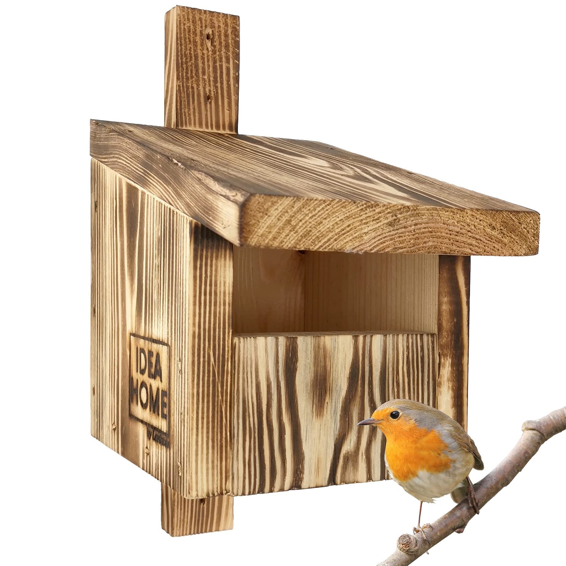 LEVIATAN Turdus Bird Nesting Box Robin Red Tail | Solid Wood Screwed | Ready-to-Use, No Assembly Required | Nesting Box for Birds | Half Cave for Garden Redtail | Bird House Weatherproof
