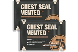 JUSAID Chest Seal Vented, Emergency Medical Supplies, Wound Trauma Pads Suitable for Open, Sucking Chest Wounds, 2 Count