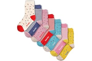 COTTON DAY 7 Days of the Week Gift Box Kids Girls Fashion Short Socks Cute Animal, Floral, Stars, Stripes & Polka Dots Design