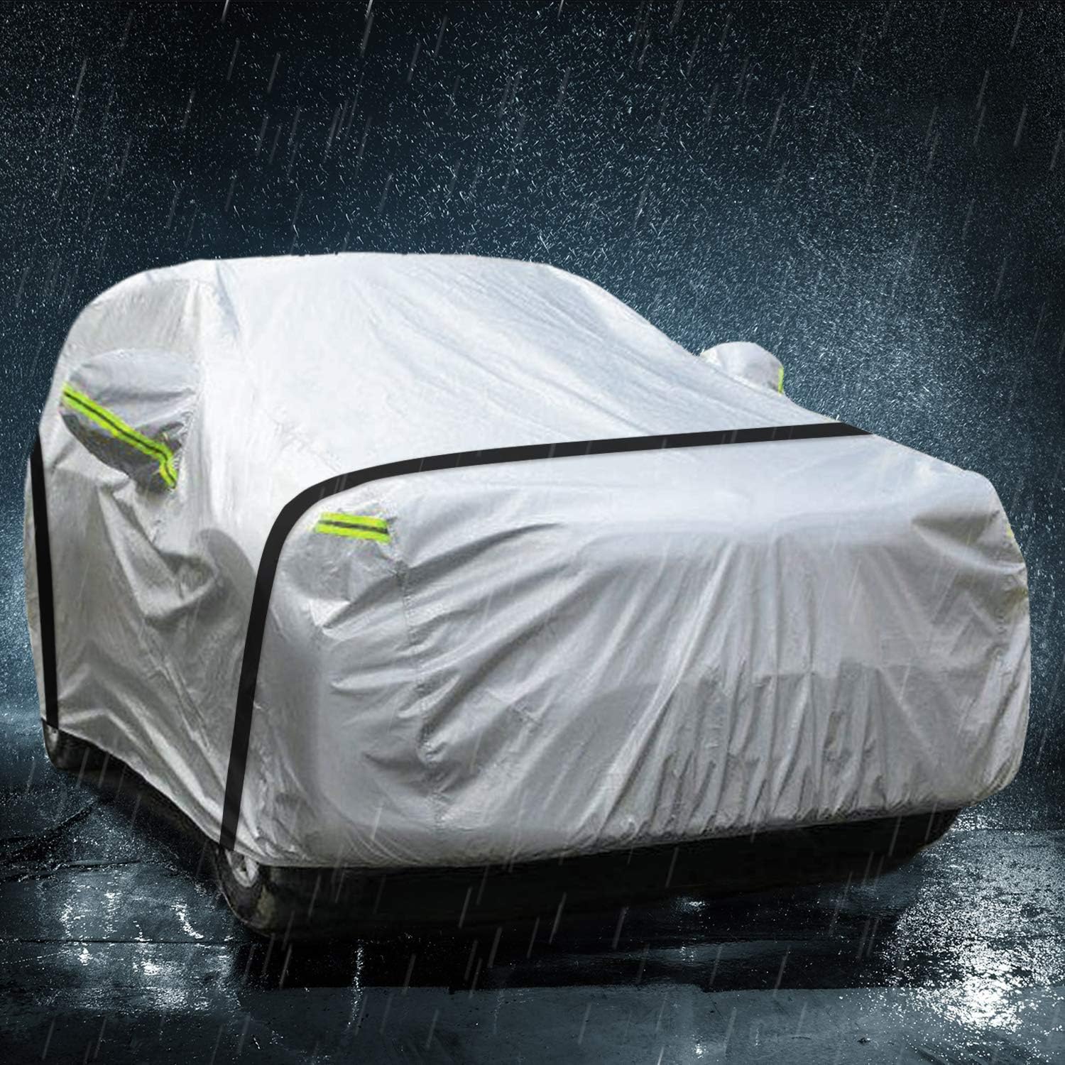 TOPOWN Car Cover Full Sedan Cover Waterproof Rain Snow Resistant Car Cover All Weather Protection Sedan Cover Scratch Resistant Outdoor with Reflective Strips Mirror Pocket (500 * 190 * 150 cm)