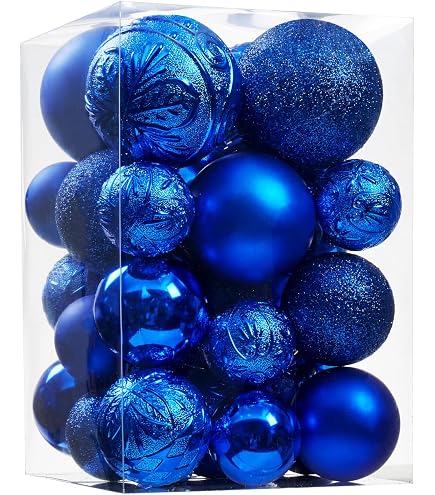 Lot de 24 boules de Noël en forme de sapin de Noël, décoration de fête, bleu Lot de 24 boules de Noël en forme de sapin de Noël, décoration de fête, bleu