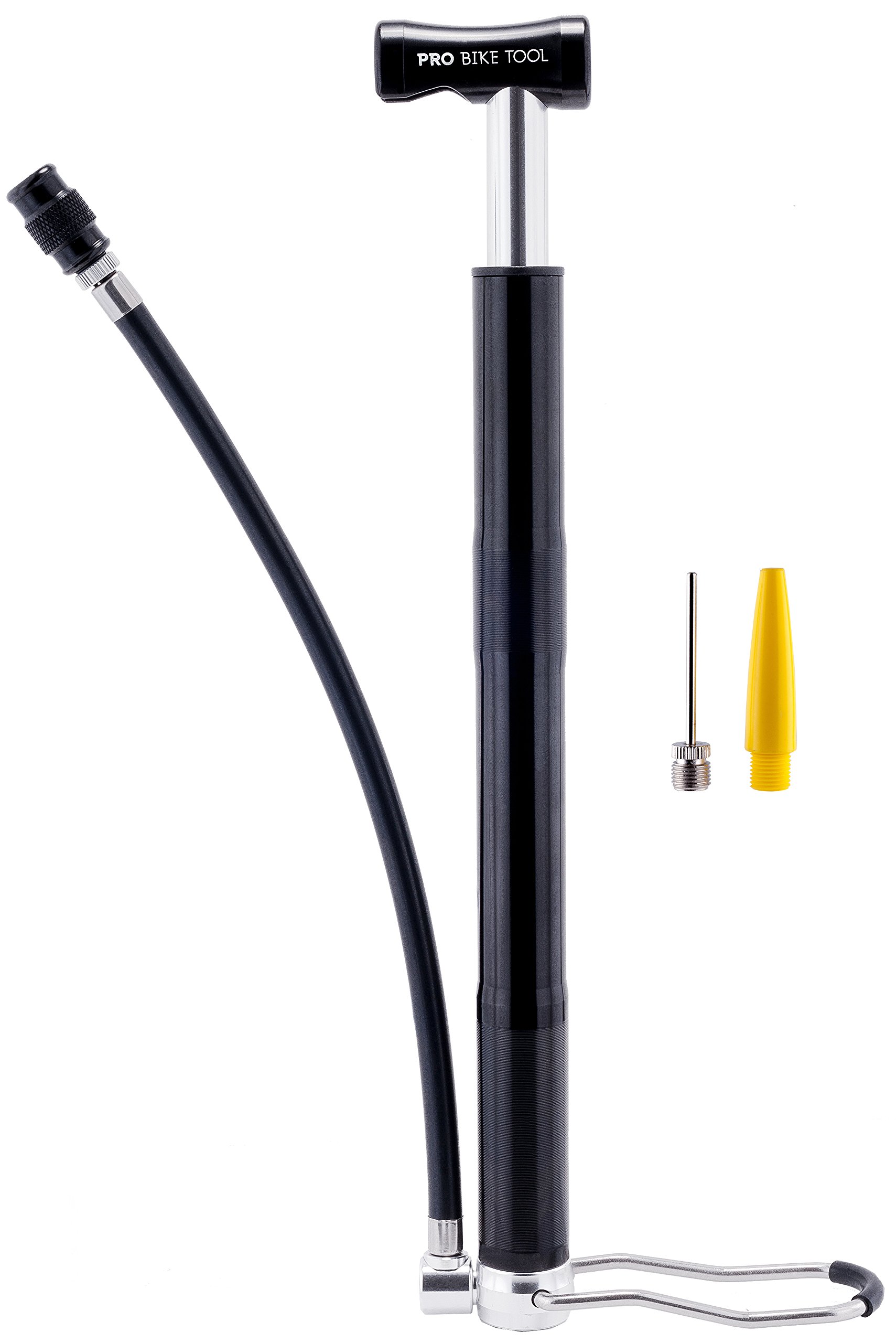 Pro Bike Tool Mini Bike Pump with Stabilizing Foot Peg, Secure Presta