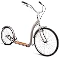 Schwinn Shuffle Mens and Womens Kick Scooter, Big 26-Inch Air Filled Front Wheel, 20-Inch Rear Wheel, Beach Cruiser Styled Handlebars, Alloy Linear Pull Brakes, Steel Frame, Vintage Deck