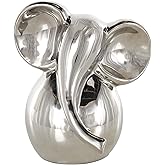 Deco 79 Ceramic Elephant Decorative Sculpture Glossy Home Decor Statue, Accent Figurine 9" x 8" x 10", Silver