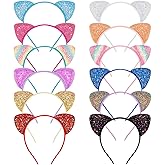 KICOSY 12Pcs Cat Ears Headbands for Girls Women Plastic Kitty Hairbands Cat Ear Hair Hoops Halloween Decorations Hair Accessories for Girls and Women Favor for Party Costume Daily Wearing
