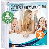 Utopia Bedding Mattress Protector Zippered Full Size (Pack of 2), 100% Waterproof Bed Bug and Dust Mite Proof Mattress Encasement, Absorbent 6 Sided Mattress Cover