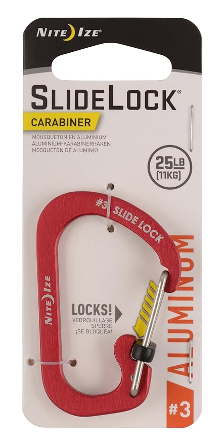 Nite Ize Size-3 S-Biner SlideLock Carabiner, Locking Carabiner Key Chain,