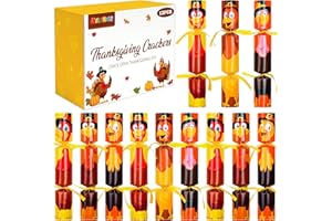 Melisheer 12 Pack Thanksgiving Crackers, Thanksgiving Party Table Favor, Turkey Design No Snap No Popping with Party Hat Joke Gift Inside, Thanksgiving Holiday Cracker