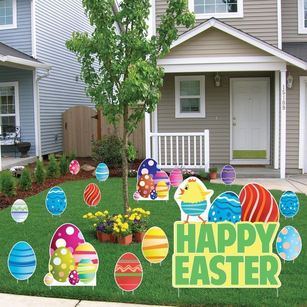 Amazon Com Easter Yard Decorations Easter Egg And Chick Stand