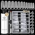 modelones Slip Solution for Poly Gel, 2.8oz Anti-Stick Liquid for Poly Gel with 120Pcs Flat Dual Nail Forms Nail Tips Clips Kit