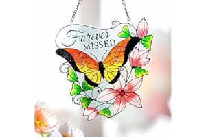 LEGIFO Stained Glass Window Hanging, Butterfly Suncatchers Indoor Window, Sun Catchers Glass Panels Art Decor Gifts for Women Mother's Day