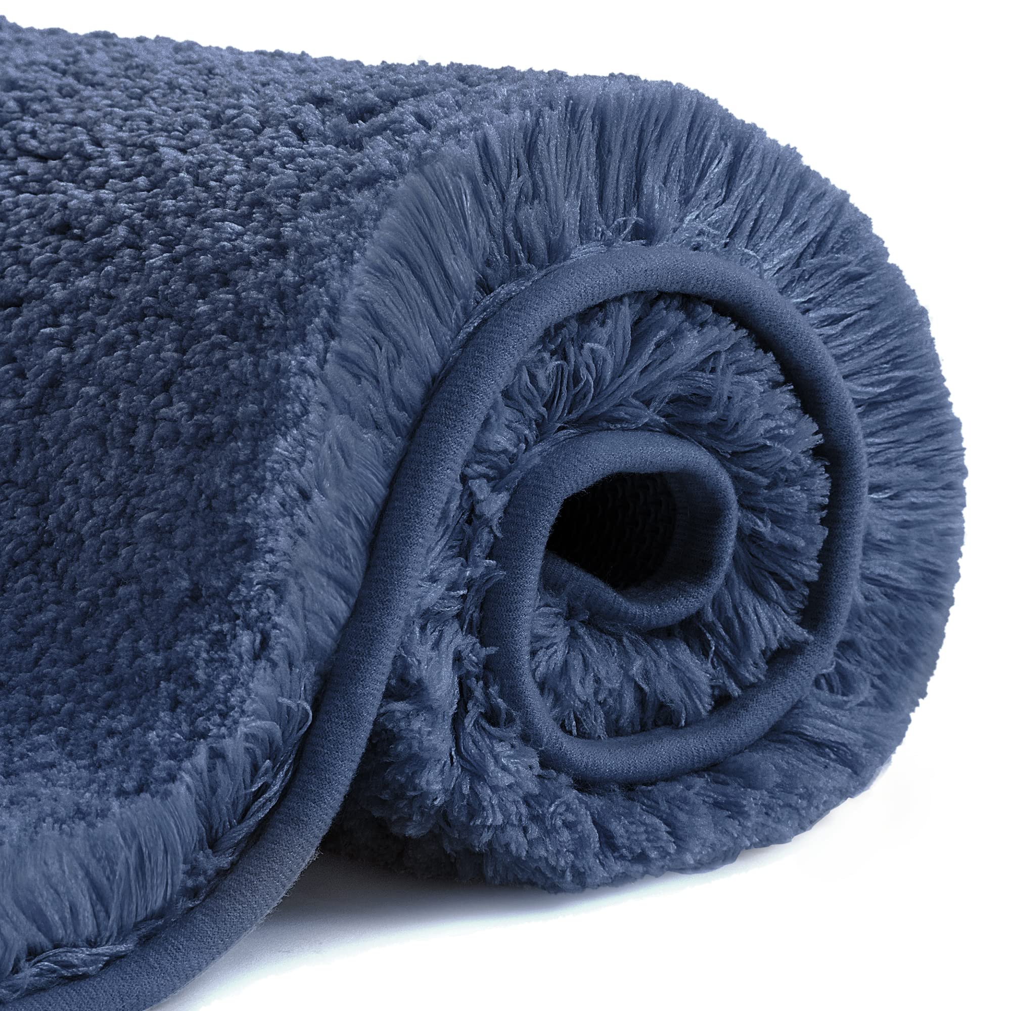 Non Slip Bath Mat Thickened Bath Rug for Bathroom Absorbent Ultra Soft Bathroom Mat Rug Fluffy Microfiber Bedside Carpet Floor Mat, Quick-drying, Machine Washable - 40 x 60cm (Navy Blue) — image 1