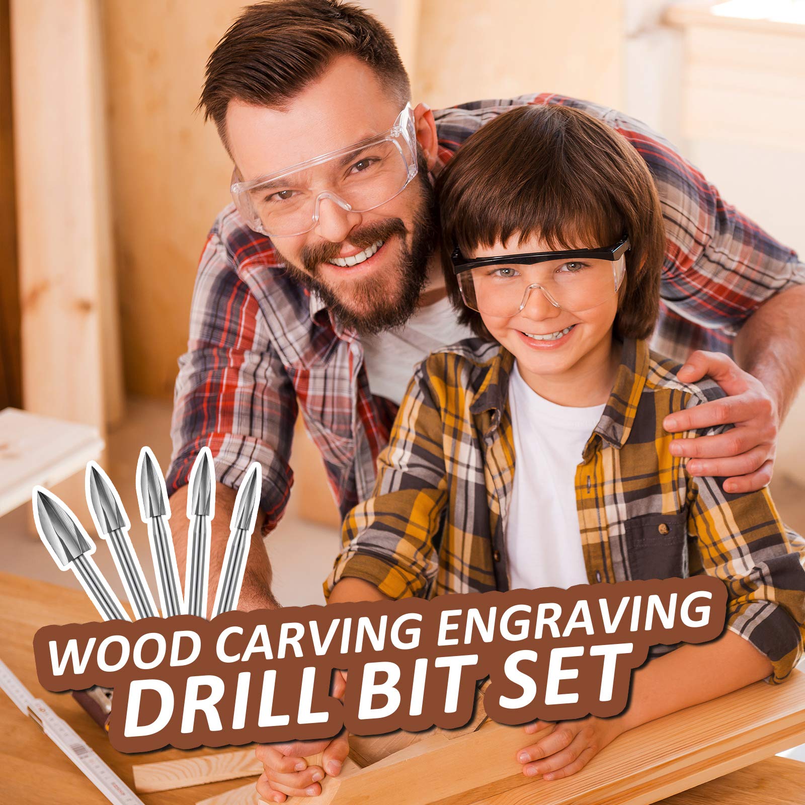 Honoson 15 Pieces Wood Carving and Engraving Drill Bit Set, Including Engraving Drill Accessories Bit and HSS Carbide Wood Milling Burrs for DIY Crafts Supplies