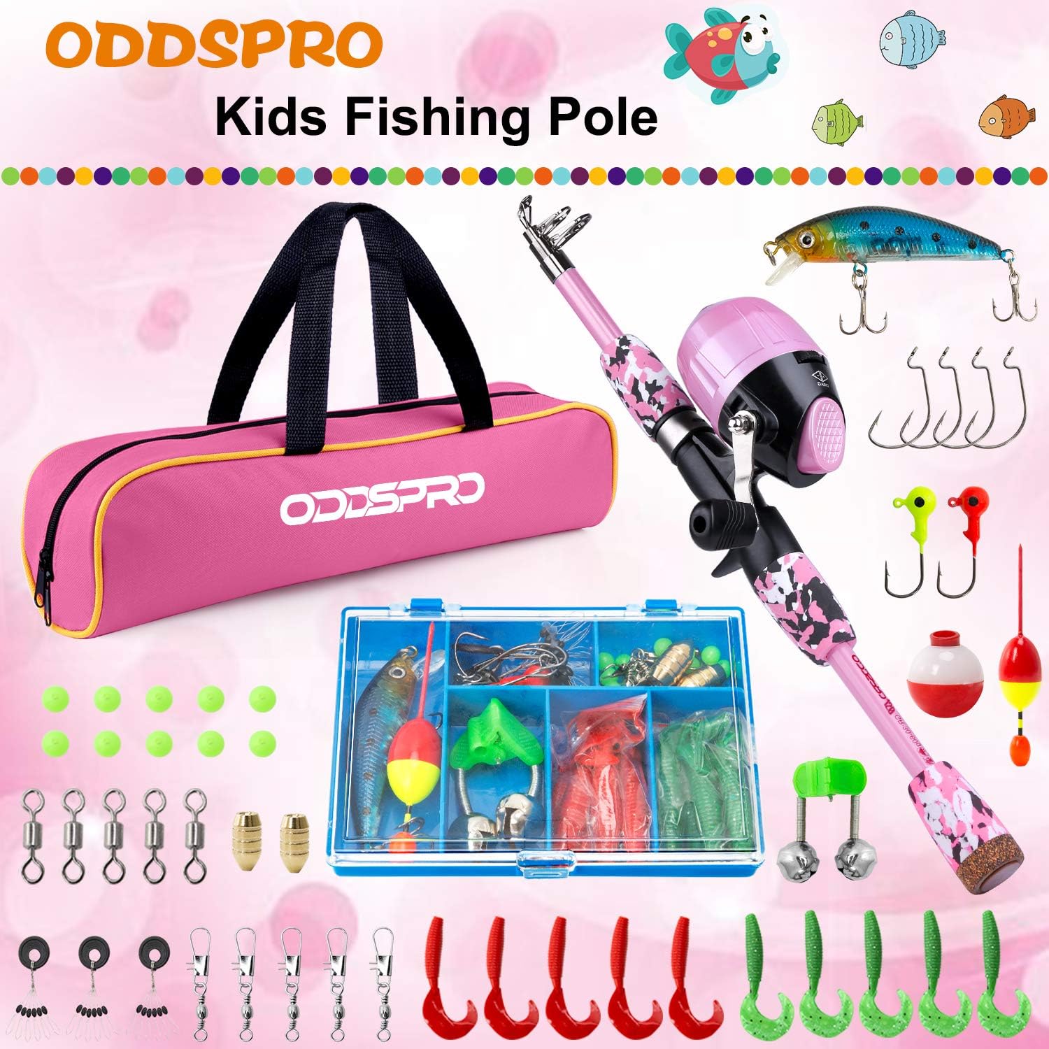 pink fishing rod and reel combo