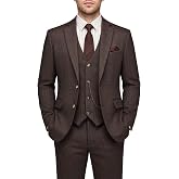 MAGE MALE Mens Herringbone Tweed 3 Piece Suit Wool Slim Fit Tuxedo Set | Retro Herringbone Tweed Suit Wool Blend Jacket Vest Pants Set for Wedding Prom Business Dinners Party