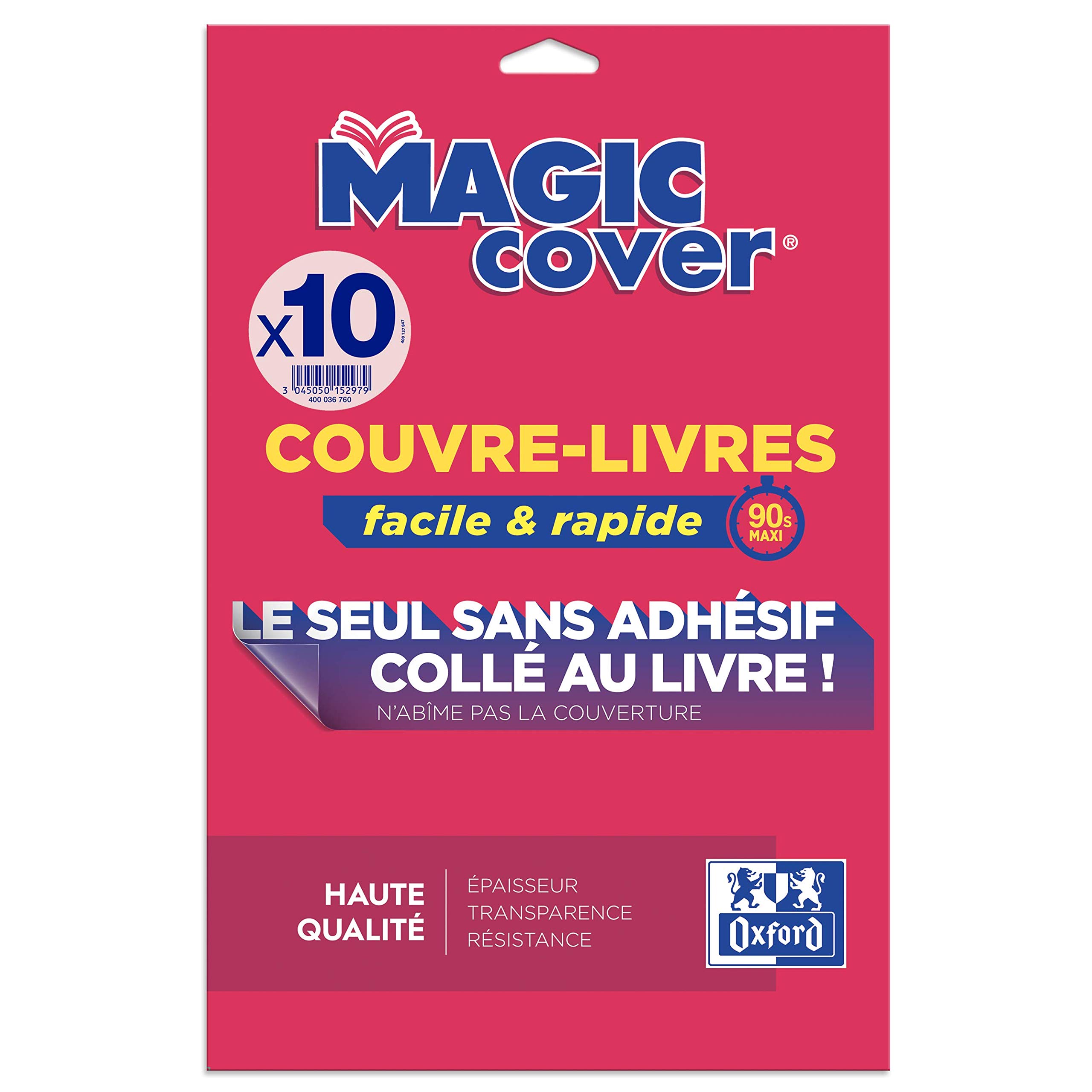 Oxford Magic Cover Book Covers A4 PP 7.5/100 Pack of 10 Smooth Colourless