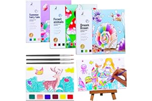JUNQIU US JUNQIU Water Color Paint Sets for Kids, Paint With Water Books for Kids Ages 4-8, Pocket Watercolor Painting Book, Arts and Crafts Kit Easter Basket Stuffers For Girls Boys