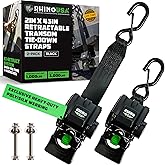 Rhino USA Retractable Boat Trailer Tie Down Straps 2PK – Durable (2in x 43in) Trailer Mount Transom Straps for Boat, Jet Ski – Powder Coated Black Steel – Fresh Water Compatible