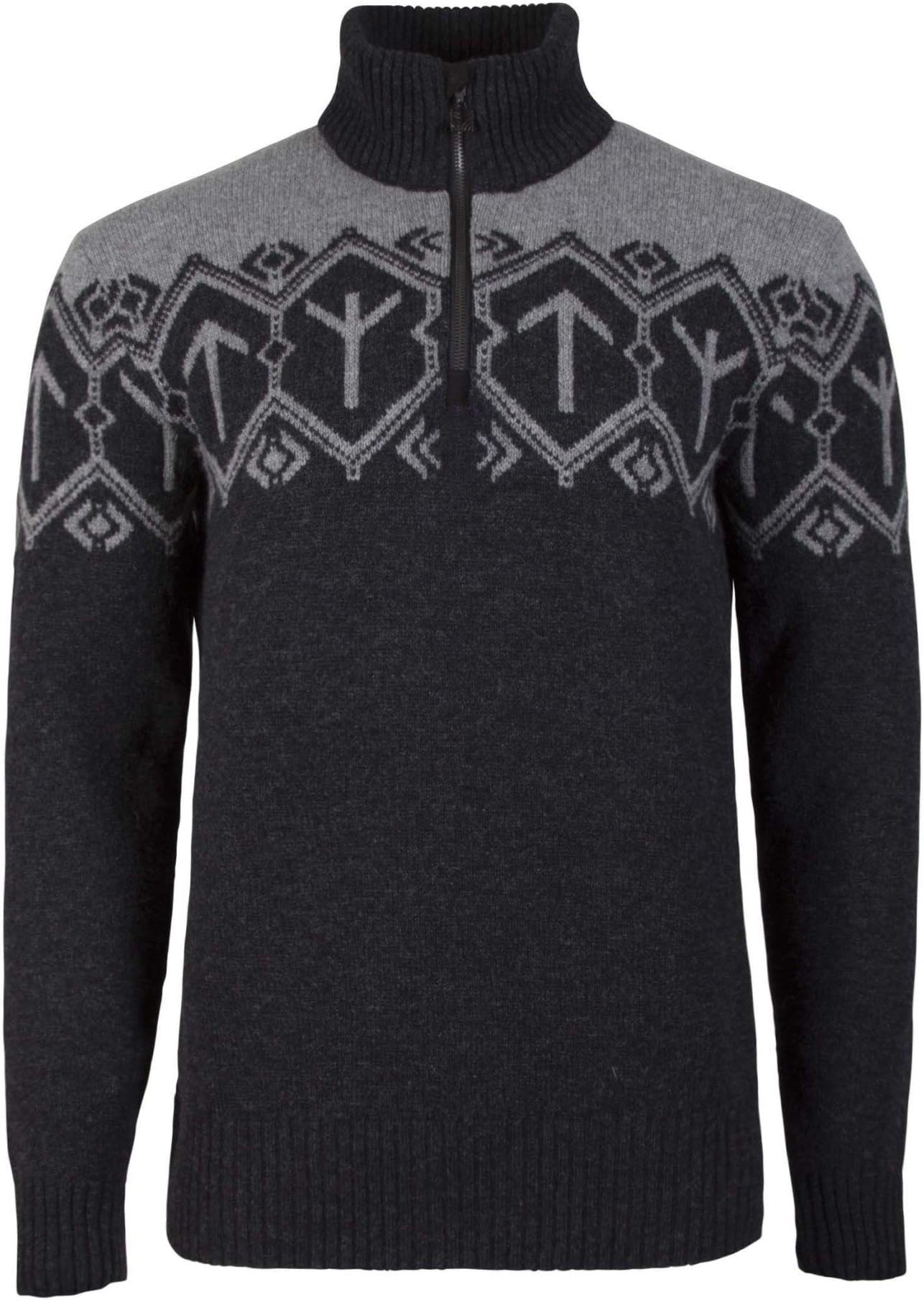 Dale of Norway Tor Masculine Merino Lambswool Sweater with Runic Design with Free STRATHTAY BFL $90 Black Cap
