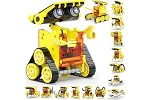 Wesfuner 30-in-1 STEM Solar Robot Kit Toys, 243 Pieces Educational Building Science Experiment Kit for Kids Aged 8-12, Birthday Gifts Kids Aged 8 9 10 11 12 13 Years Old(Yellow)