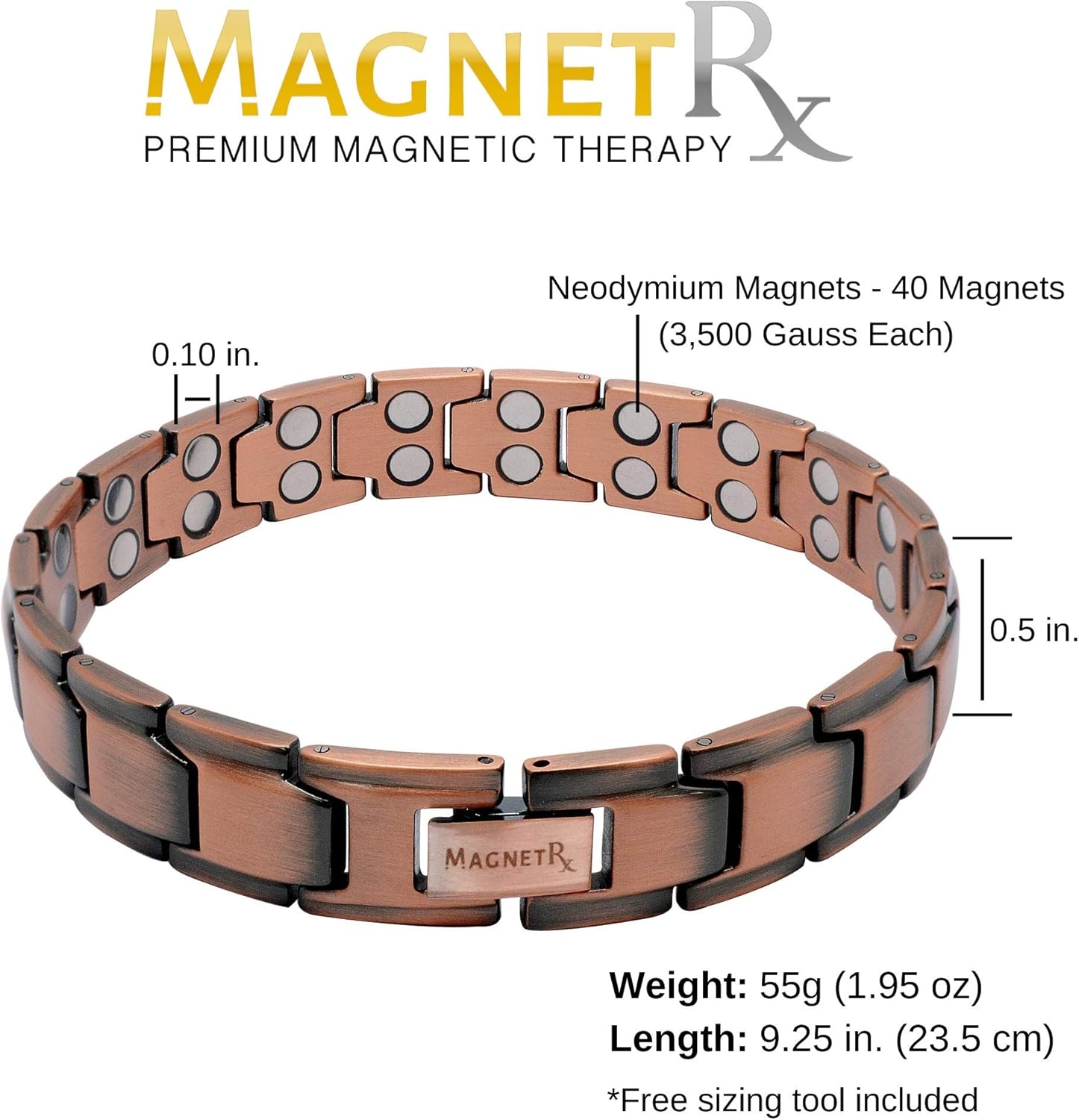MagnetRX Pure Copper Magnetic Therapy Bracelet | Arthritis Pain Relief & Carpal Tunnel Relief Ultra Strength Copper Magnetic Bracelets for Men (Leo Style): Health & Personal Care