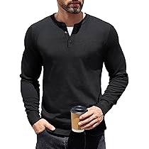 COOFANDY Mens Henley T-Shirts Casual Quarter Neck Pullover