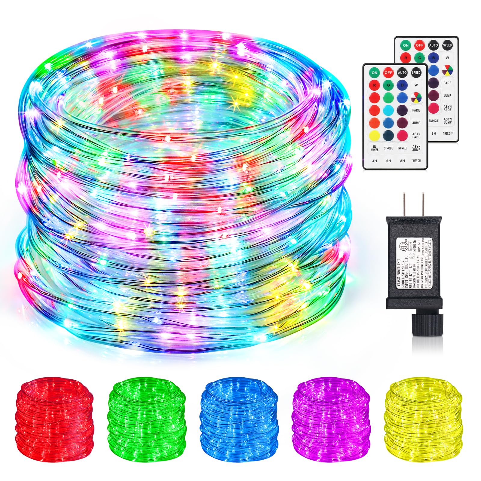 Photo 1 of SURLED Color Changing Rope Lights Outdoor, String Lights with Plug & Remote | Twinkle Christmas Indoor Bedroom, Waterproof Christmas Lights Outdoor, 99FT 300 LED Rope Lights for Outside,16 Colors