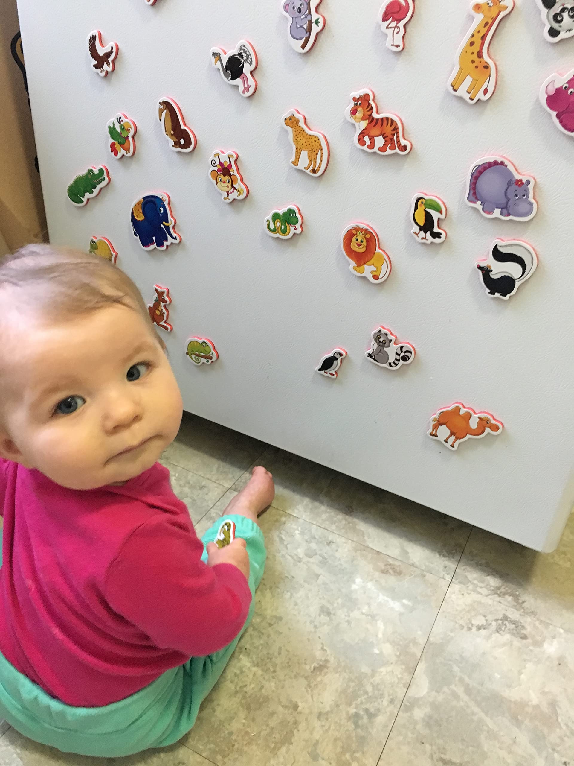 LIENO ROSIO Refrigerator Magnets for Kids Zoo Animals - Big Fridge Magnets for Toddlers Magnetic Toys for Toddlers 1-3 Educational Toys for 1 Year Old Boys Girls