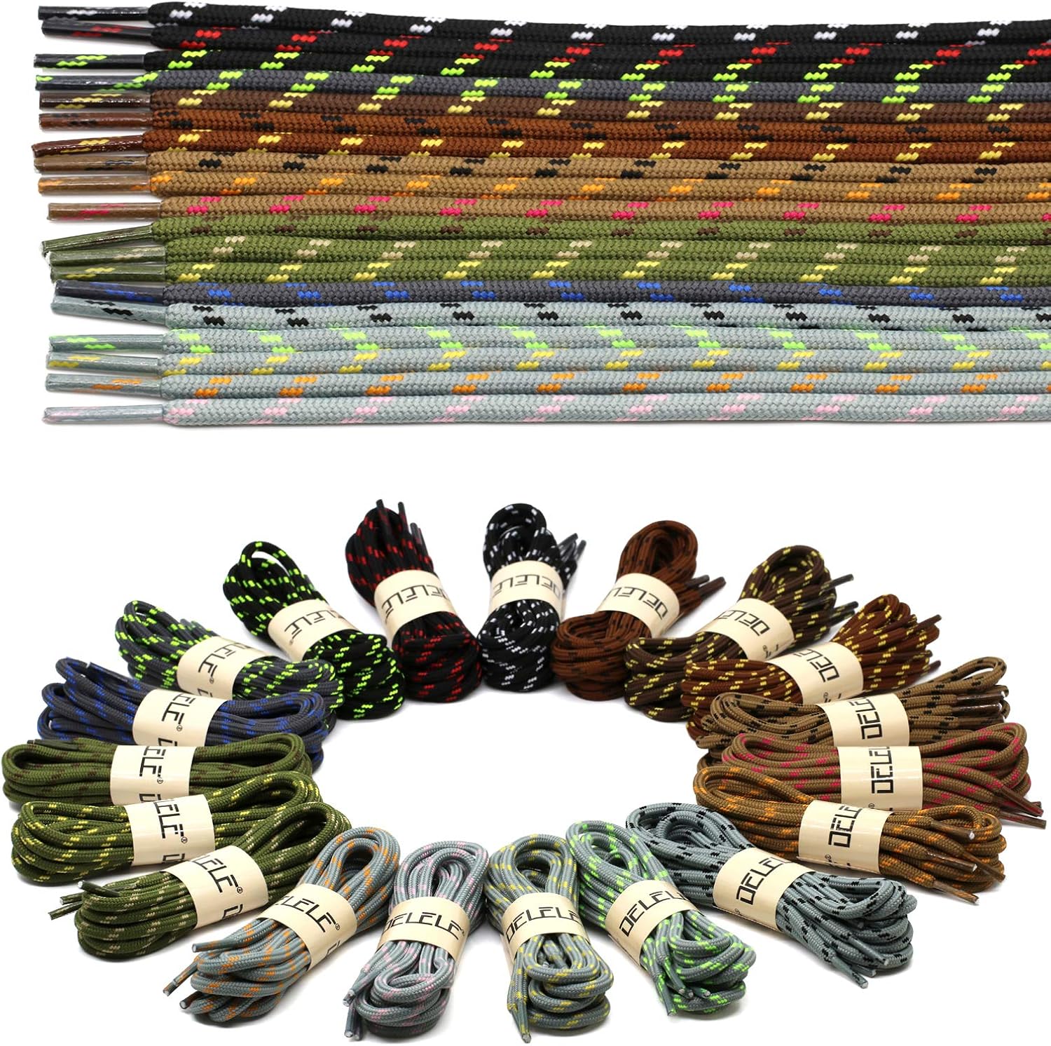 DELELE 2 Pair Work Boot Laces Outdoor Mountaineering Hiking Walking Shoelaces: Shoes