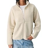 Xaspee Fleece Jacket Women Full Zip Up Sherpa Fuzzy Jackets Coats Casual Long Sleeve Sweatshirts Trendy with Pockets
