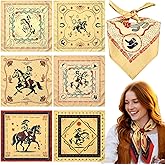 Berlune 6/12 Pcs Western Cowgirl Bandanas Gifts Bulk 21 x 21'' Wild Rags for Women Western Cowgirl Cowboy Head Scarf Wrap