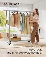 SONGMICS Clothes Rack on Wheels Heavy Duty 100 kg Extendable Rail 92-132 cm view 2